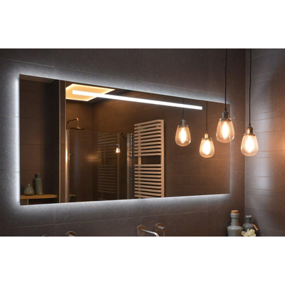 Looox X Line spiegel – 90x70 cm – directe en indirecte LED – spiegelverwarming – Zilver
