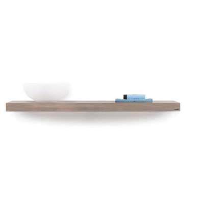 Looox Wood collection plan sous vasque - 200x46cm - Avec suspension inox brossé - Chêne massif gris ancien