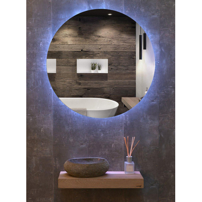 LoooX CM-Line spiegel – rond Ø70 cm – indirecte LED rondom – RGBW-kleurenlicht – Aluminium