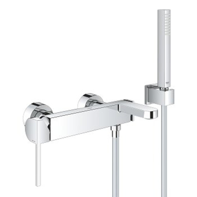 GROHE Plus Mitigeur baignoire mural Hoh=15cm avec inverseur et raccords avec douchette Chrome