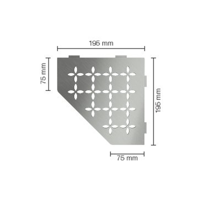Schluter Shelf-E-S2 planchet - 19.5x19.5x0.5cm - inbouw - Driehoek - Perforatie: Floral - RVS geborsteld