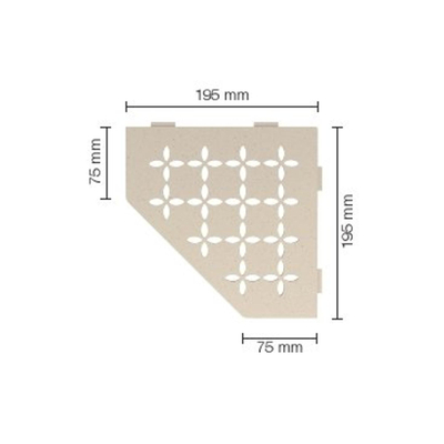 Schluter Shelf-E-S2 planchet - 19.5x19.5x0.5cm - inbouw - Driehoek - Perforatie: Floral - gecoat Ivoor TWEEDEKANS