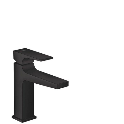 Hansgrohe Metropol 110 wastafelkraan - 18.4cm hoog - push open waste - voorsprong 13.5cm - mat zwart