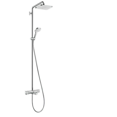 Hansgrohe Croma E280 - showerpipe: - met badkraan - thermostatisch - met 1jet - hoofddouche - met 3jet - handdouche multi en doucheslang - 160cm - thermostaat - hoogglans chroom