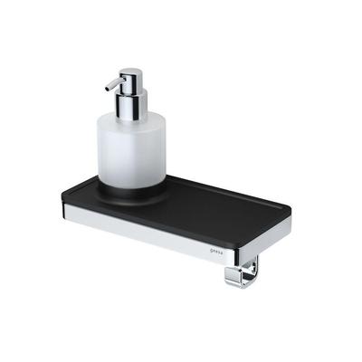 Geesa Frame Zeepdispenser met planchet en handdoekhaak Zwart / Chroom