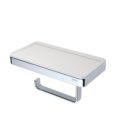 Geesa Frame Toiletrolhouder met planchet Wit / Chroom