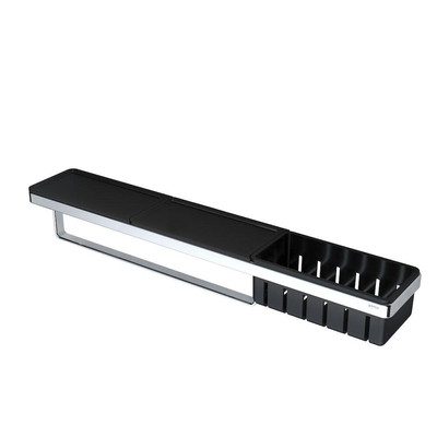 Geesa Frame Planchet met handdoekrek en douchemand Zwart / Chroom
