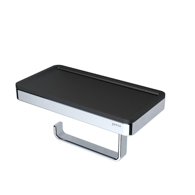 Geesa Frame Porte-rouleau de toilette avec étagère Noir / Chrome