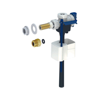 Robinet flotteur Geberit Type 333 avec raccord latéral 3/8 et 1/2 nippel est en laiton.