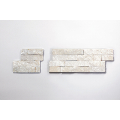 Royal plaza steenstrips pièce d'angle en quartzite 150x400 +150x150 blanc brillant mat