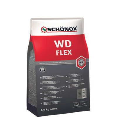 Schonox Wd flex waterafstotende flex cementvoeg 5kg. donkergrijs