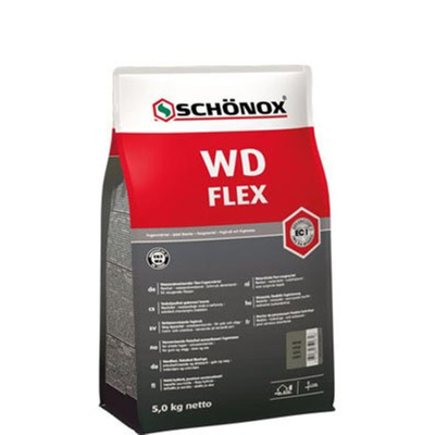 Schonox Wd flex waterafstotende flex cementvoeg 5kg. donkergrijs