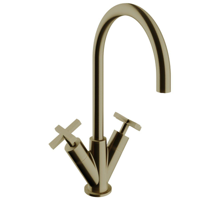 vtwonen Cross Robinet de lavabo avec 2 poignées croix Bronze