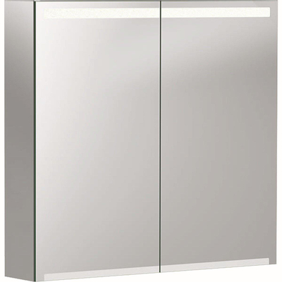 Geberit OPTION spiegelkast - met verlichting - 2 deuren - 75x70x15cm - zilver