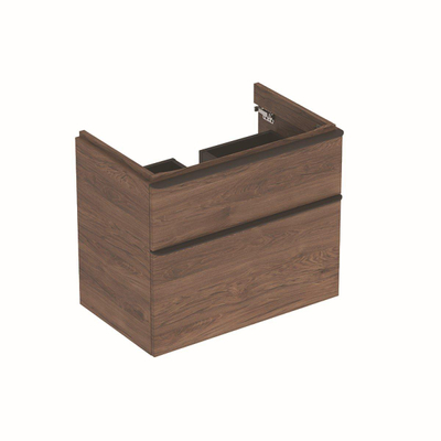 Geberit Smyle wastafelonderkast - 2 la - 73.4x62cm notelaar hickory - grijs