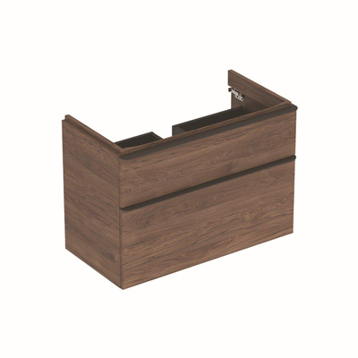 Geberit Smyle wastafelonderkast - 2 la - 88.4x62cm notelaar hickory - grijs