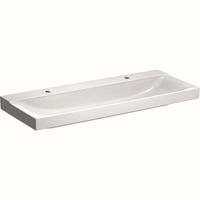 Geberit Xeno2 dubbele wastafel - 120x48cm - met 2 kraangat - zonder overloop KeraTect - wit