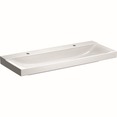 Geberit Xeno2 lavabo 140x48x14cm 2 robinets sans trop-plein céramique KeraTect blanc