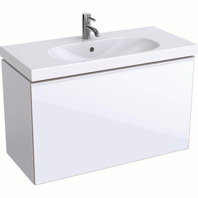 Geberit Acanto Meuble sous-vasque compact avec 1 tiroir 89x53.5x41.6cm avec poignée et siphon blanc