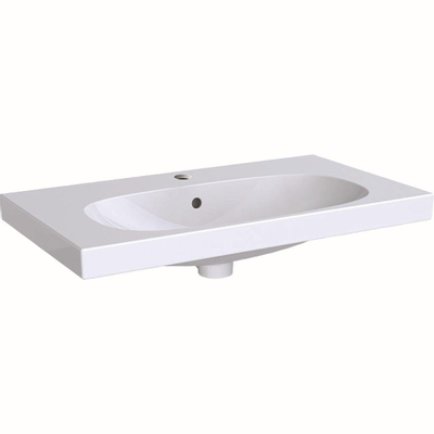 Geberit Acanto wastafel - compact - met kraangat - met overloop - 75x42.2x16.8cm wit 500632012 - wit