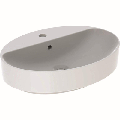 Geberit VARIFORM opzetwastafel - 60x45cm - met 1 kraangat - met overloop - glans wit