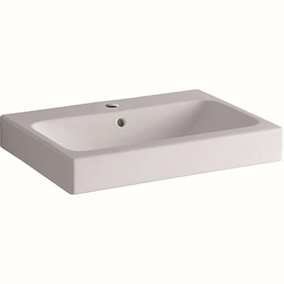 Geberit ICon wastafel - 60x48.5x15.5cm - 1 wasbak - 1 kraangat Midden - met overloopgat - keramiek - glans wit