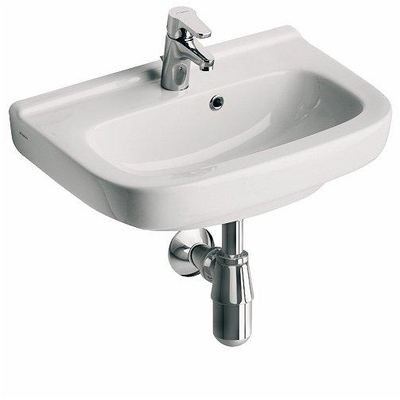 Geberit 300 Basic Lavabo Compact avec trou de robinet et trop-plein 60x40x19.5cm Kera Tect Blanc