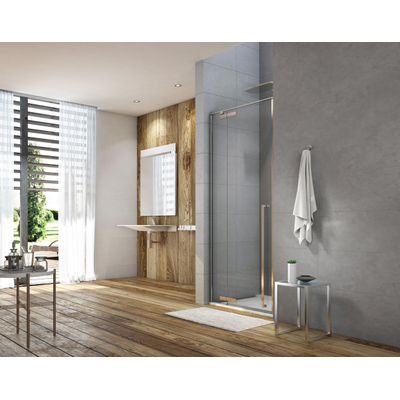 Royal Plaza Guard Porte de douche avec paroi fixe 120x200cm verre clair chrome