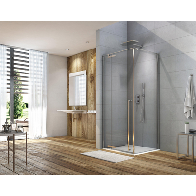 Royal Plaza Guard Porte de douche avec paroi fixe 120x200cm verre clair chrome