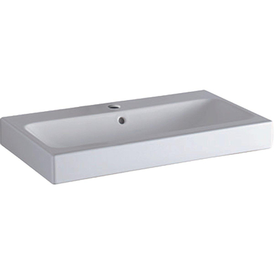 Geberit Icon wastafel 75x48.5x15.5cm 1 wasbak 1 kraangat Midden met overloopgat vuilafstotend Keramiek Wit glans SHOWROOMMODEL