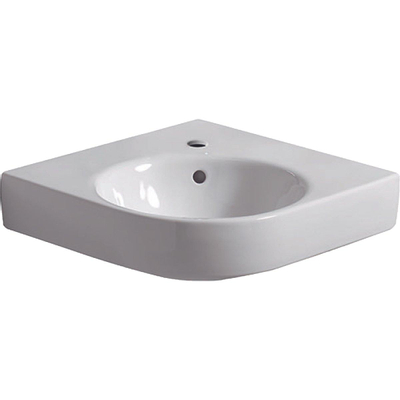 Geberit Renova lavabo d'angle 69,5cm 1 trou de robinet avec trop-plein blanc tect
