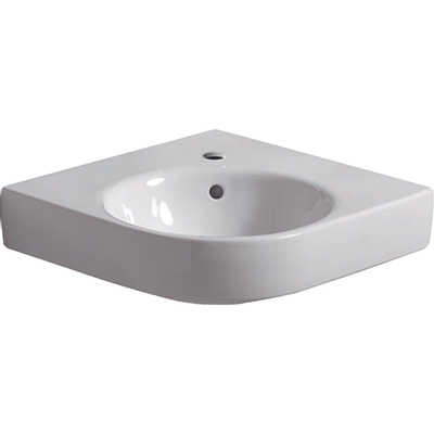 Geberit Renova lavabo d'angle 69,5cm 1 trou pour robinet avec trop-plein tect white