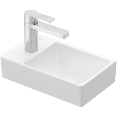 Villeroy & Boch Avento ensemble lave-mains - 36x22x11cm - trou de robinetterie à gauche - robinet de lave-mains chromé - blanc brillant