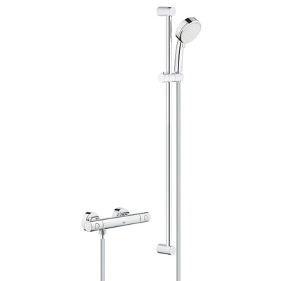 GROHE Grohtherm-800 Cosmopolitan met douchekraan thermostatisch m. koppelingen HOH=15cm glijstang 90cm handdouche 2 standen chroom