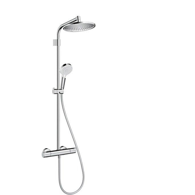 Hansgrohe Crometta S240 Vario - showerpipe - douchesysteem - thermostaat - hoofddouche Crometta S - 240 Rain - douchearm lengte 350 mm Crometta Vario - handdouche - doucheslang - hoogglans chroom