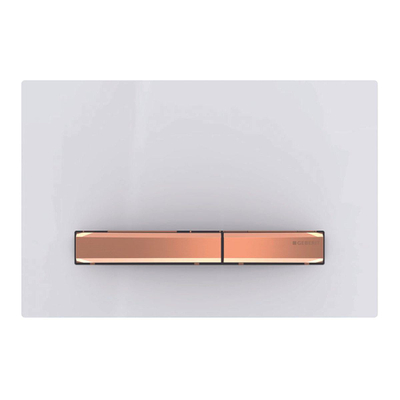 Plaque de commande Geberit Sigma50 - chasse d'eau à 2 boutons - carré - rouge doré/blanc