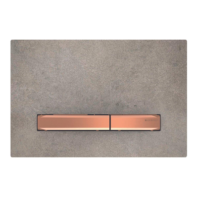 Geberit Sigma50 bedieningplaat, 2-toets spoeling frontbediening voor toilet 24.6x16.4cm rood goud / betonlook