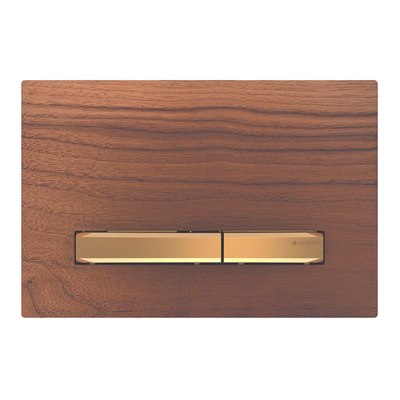Geberit Sigma50 bedieningsplaat - 2-toets spoeling - vierkant - messing/Amerikaans - dualflush - amerikaanse noten messing hout