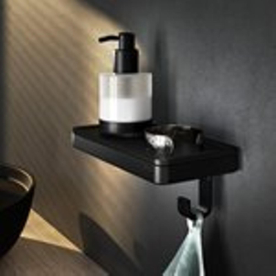 Geesa Frame Zeepdispenser met planchet en handdoekhaak Zwart