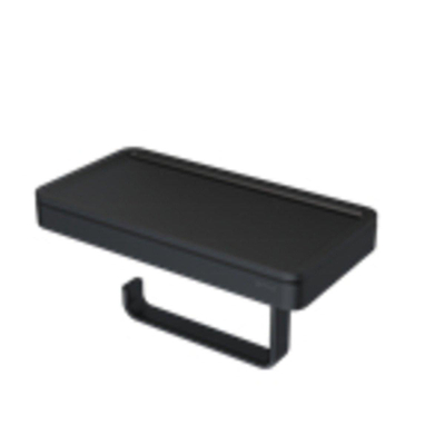 Geesa Frame Porte-rouleau de papier toilette avec tablette Noir