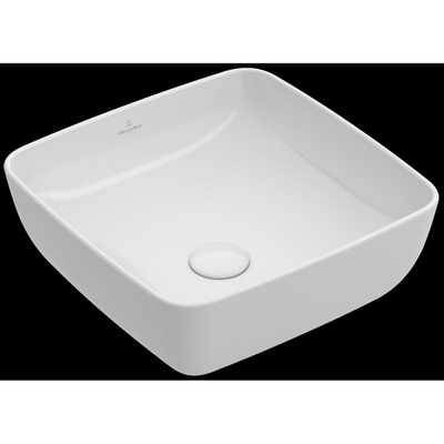 Villeroy & Boch Artis opzetwastafel vierkant - 41x41x12.5cm CeramicPlus - zonder kraangat - zonder overloop - Stone White (mat wit)