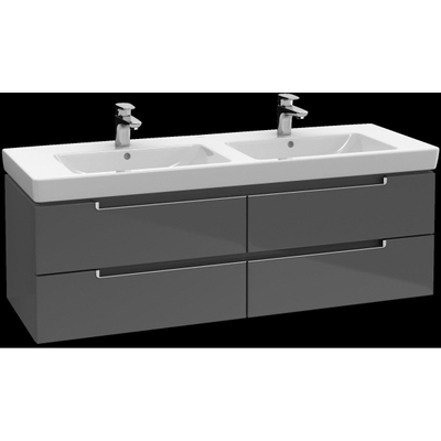 Villeroy & Boch Subway 2.0 wastafelonderkast 128.7x42x4.49cm Grijs hoogglans