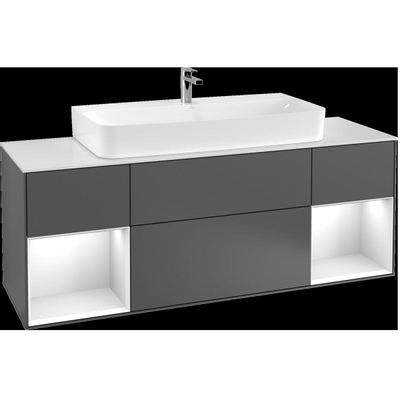 Villeroy & Boch finion wastafelonderkast - 160x60.3cm - 4 lades - mat zwart