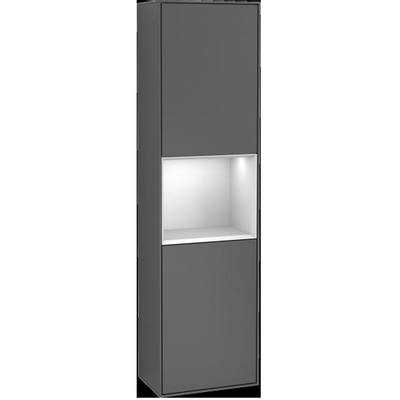 Villeroy & Boch Finion Armoire haute - avec éclairage - 2 portes - 418 x 1516 x 270 mm - Noyer plaqué / Laque or mat