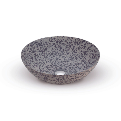 Looox Ceramic terrazzo Vasque à poser Ø 40x15cm Terrazzo noir