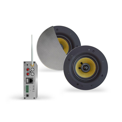 Aquasound Samba Wifi-Audio Versterker Airplay + DLNA 50W Inclusief Speakerset 20.5cm chroom mat