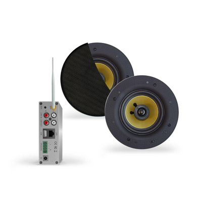 Aquasound Samba Wifi-Audio Versterker Airplay + DLNA 50W Inclusief Speakerset 20.5cm zwart mat