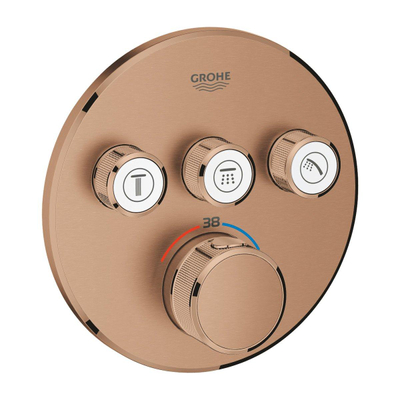 Grohe Grohtherm SmartControl Inbouwkraan - thermostatisch - met omstel voor 3 functies - rond - brushed warm sunset (koper)