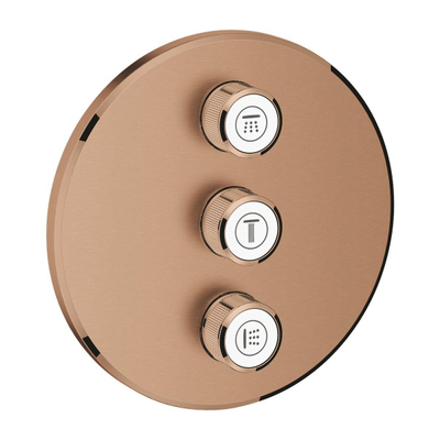 Grohe Grohtherm SmartControl Afbouwdeel - voor inbouwkraan - volumeregeling (stopkraan) - 3 functies - rond - brushed warm sunset (koper)