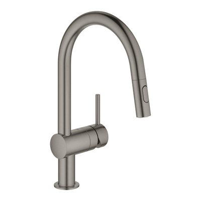 Grohe Minta Keukenkraan - hoog - draaibare/uittrekbare c uitloop - 2 straalsoorten - brushed hard graphite (antraciet)